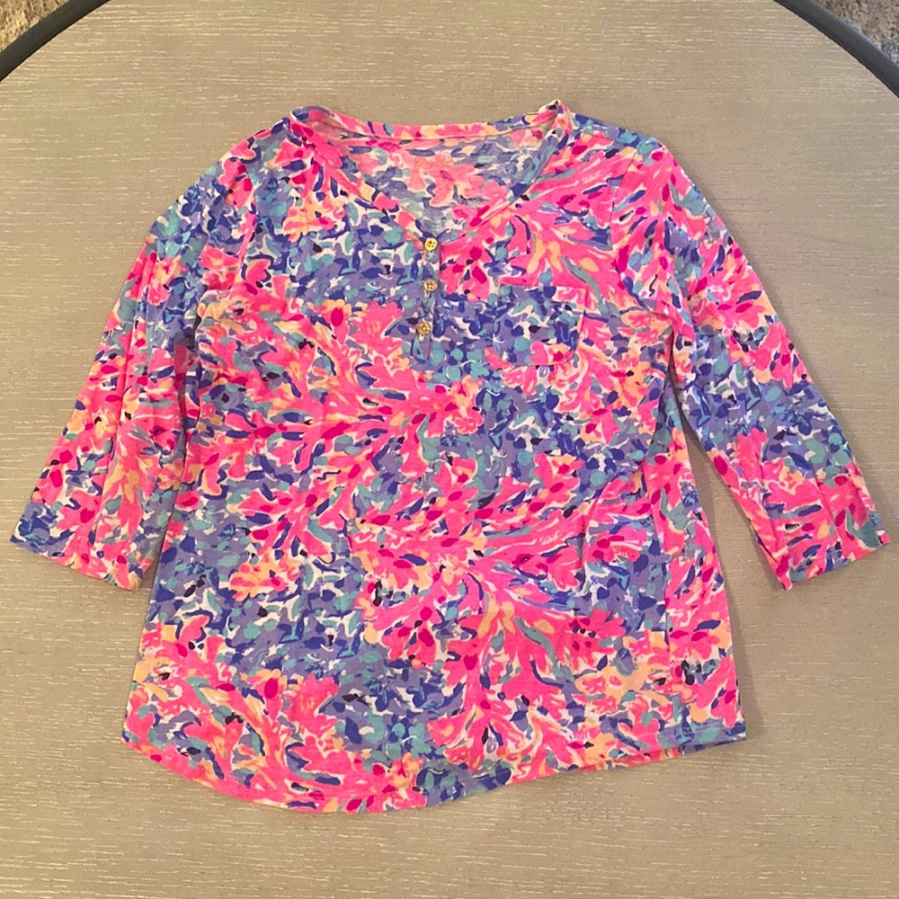 Lilly Pulitzer Palmetto Half Sleeve Top Girls Size L 8-10